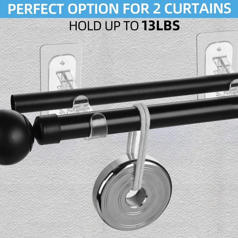 Antimbee 12 Pack Double Curtain Rod Bracket  No Drill Adhesive Curtain Rods Holder  No Screw Stick on Double Brackets Curtain Hangers Hooks for Home  Apartment  Dorm  Renter - Image 3